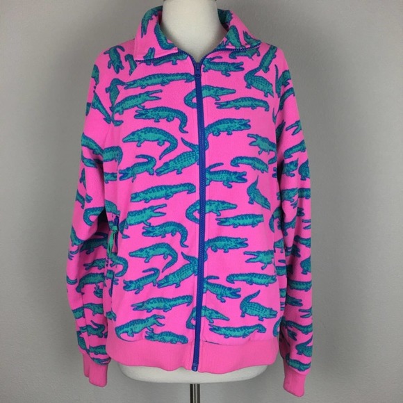chubbies Jackets & Blazers - Chubbies Pink Alligator Fleece Zip Front Jacket Medium